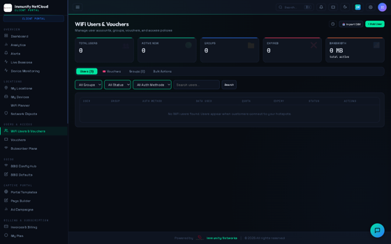 Immunity Net Cloud AIOps dashboard